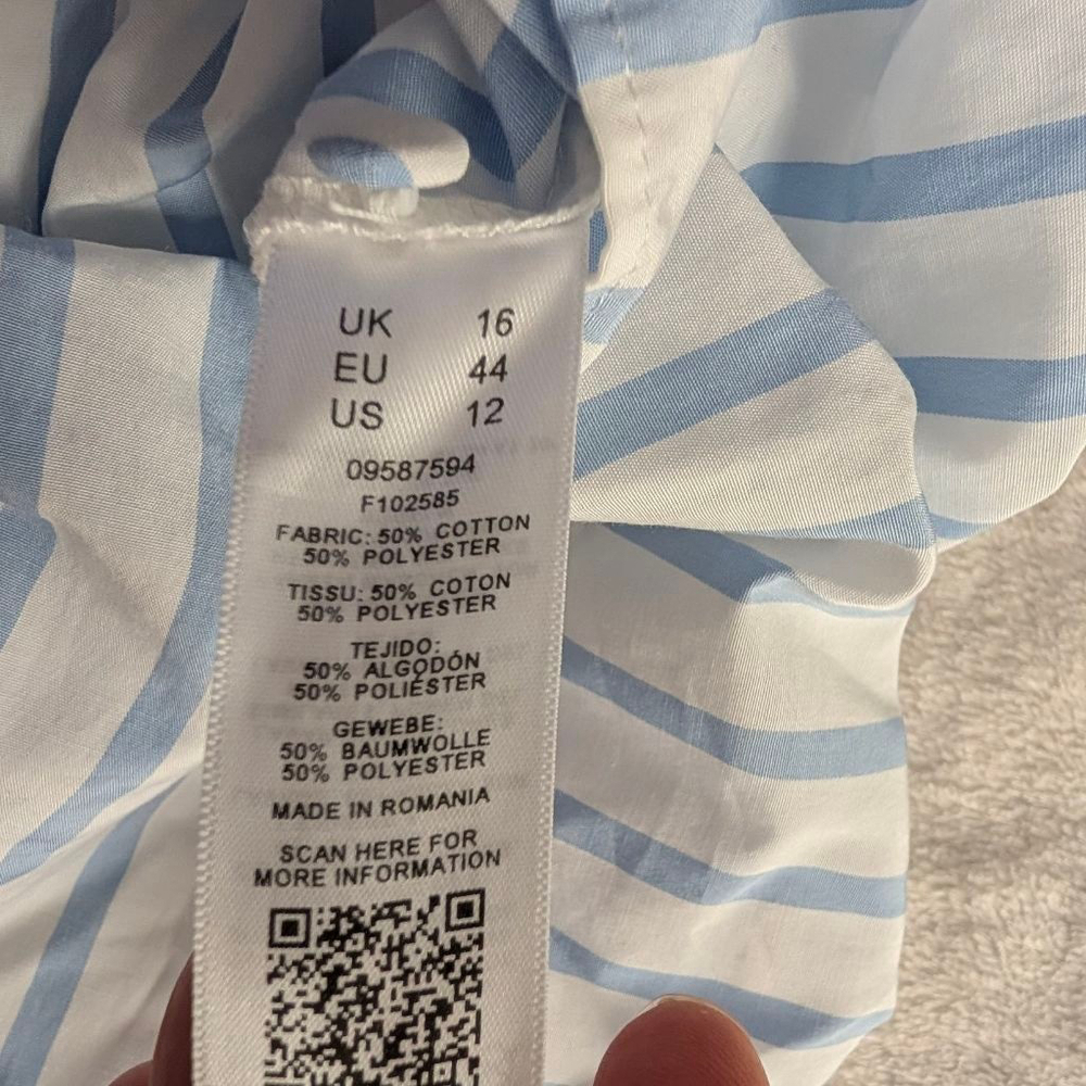 ASOS Striped White Blue Maxi Dress - Size 12 - Picture 5 of 11